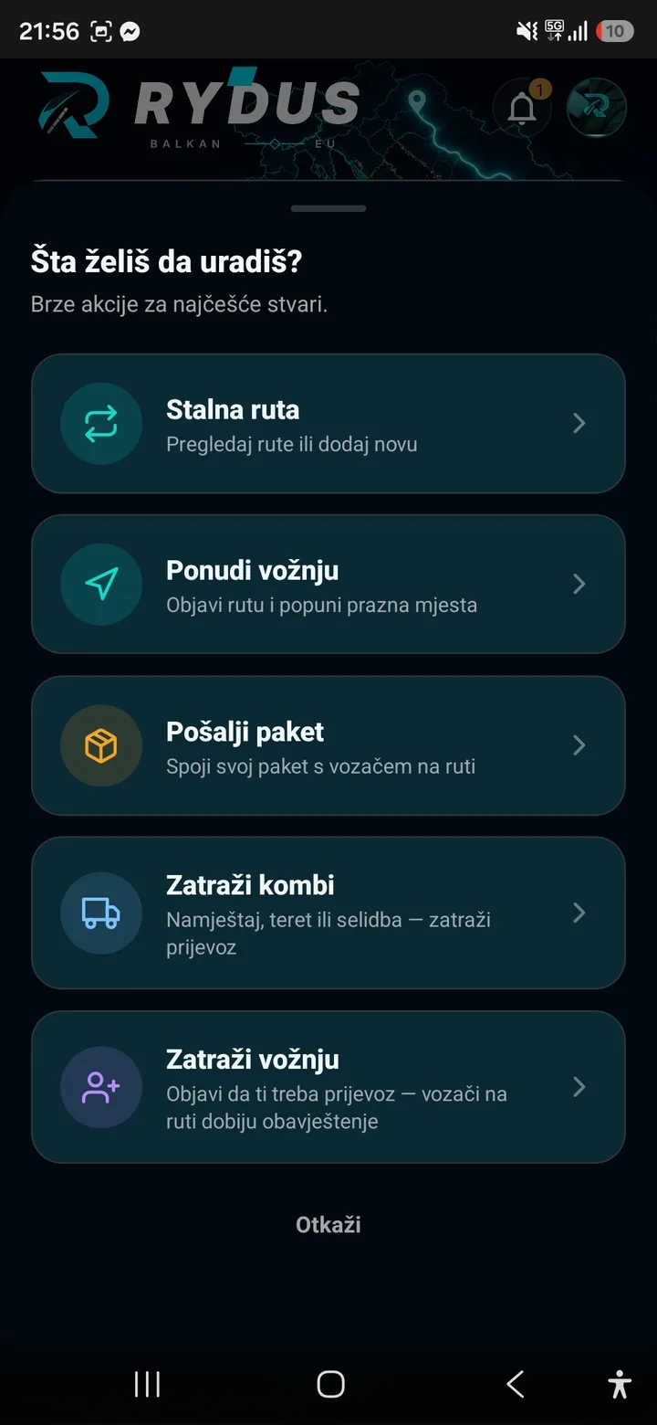 Ponudi ili zatraži prijevoz